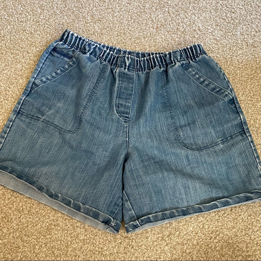Covington Retro High Waist Jean Shorts with Elastic Band